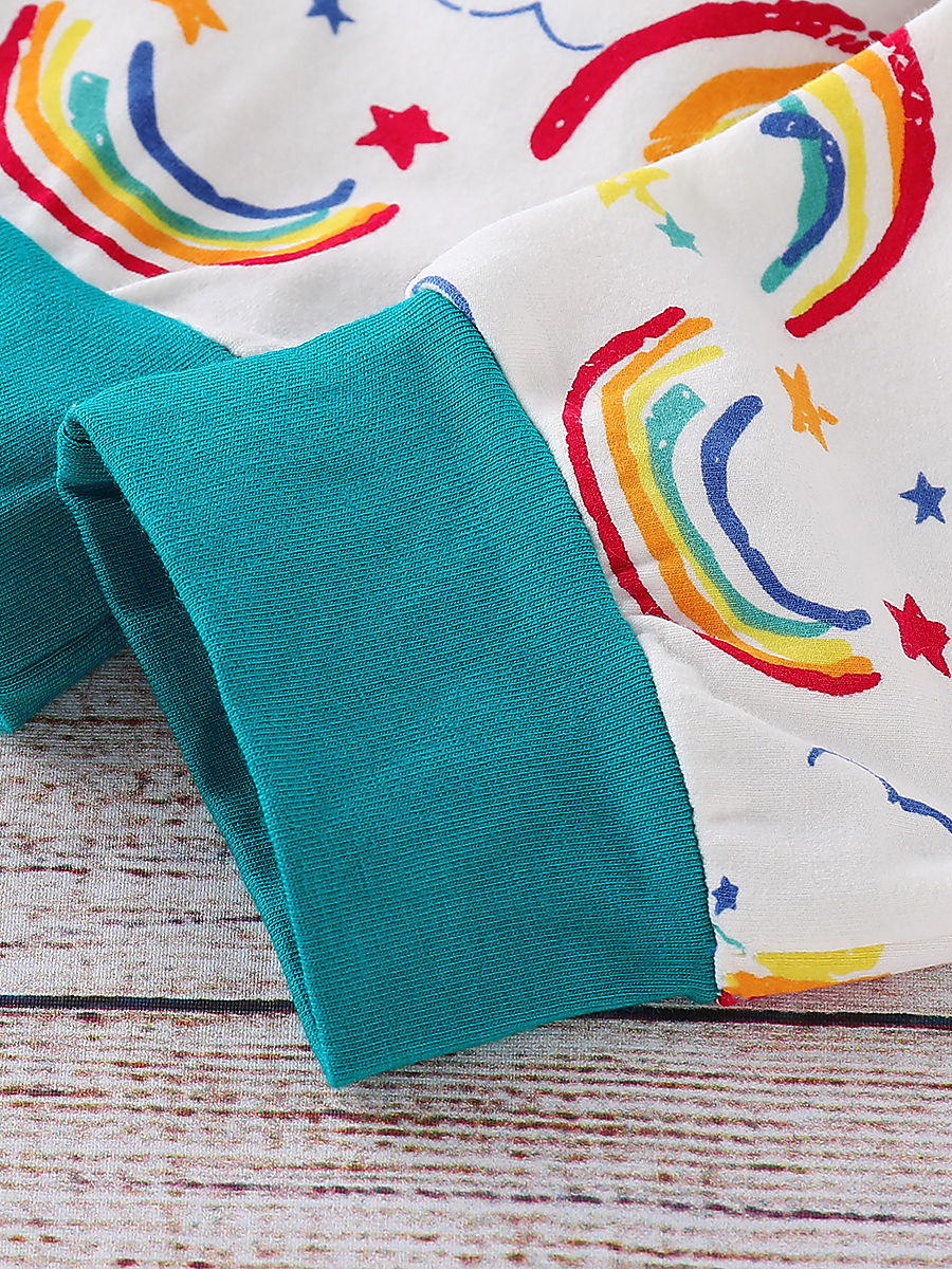 Short-sleeved Onesie Rainbow Print