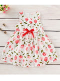 Baby Girl Rose Print Sleeveless Dress