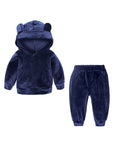 Babies Toddlers Boys Velvet Outfit Set with Hoodie & Pant