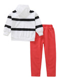 Little Boy Striped T-shirt Red Pants Set
