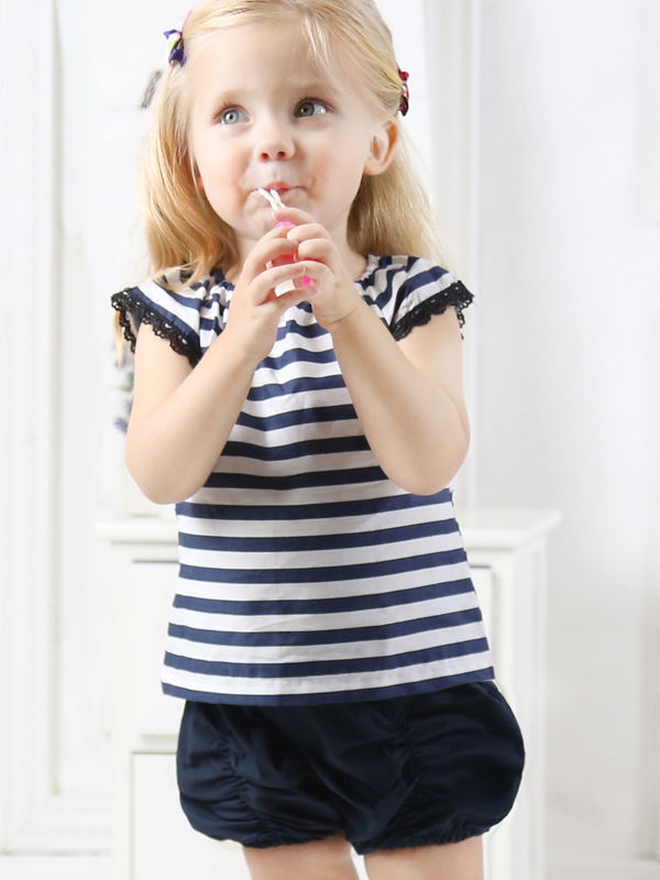 Baby Girl Stripe T-shirt with Frilled Shorts