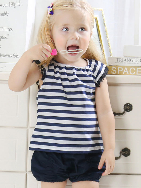 Baby Girl Stripe T-shirt with Frilled Shorts