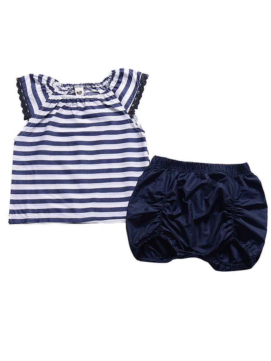 Baby Girl Stripe T-shirt with Frilled Shorts