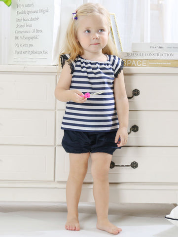 Baby Girl Stripe T-shirt with Frilled Shorts