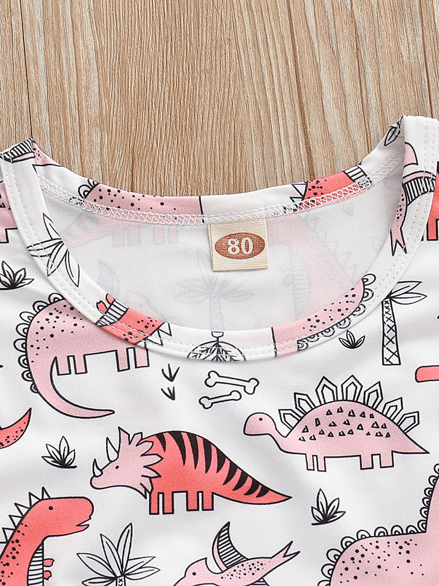 Baby Girl Dinosaur Short Flutter Sleeve Dress