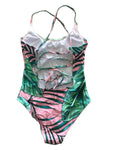 Leaf Print One-Piece Swimwear for Mom and Daughter