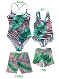 Leaf Print One-Piece Swimwear for Mom and Daughter