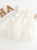Baby Girl Flower Bow Dress-White
