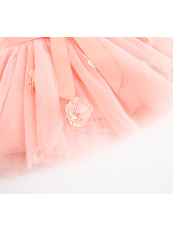 Baby Girl Flower Bow Dress-Pink