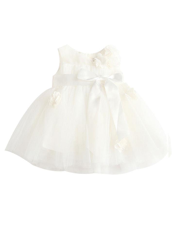 Baby Girl Flower Bow Dress-White