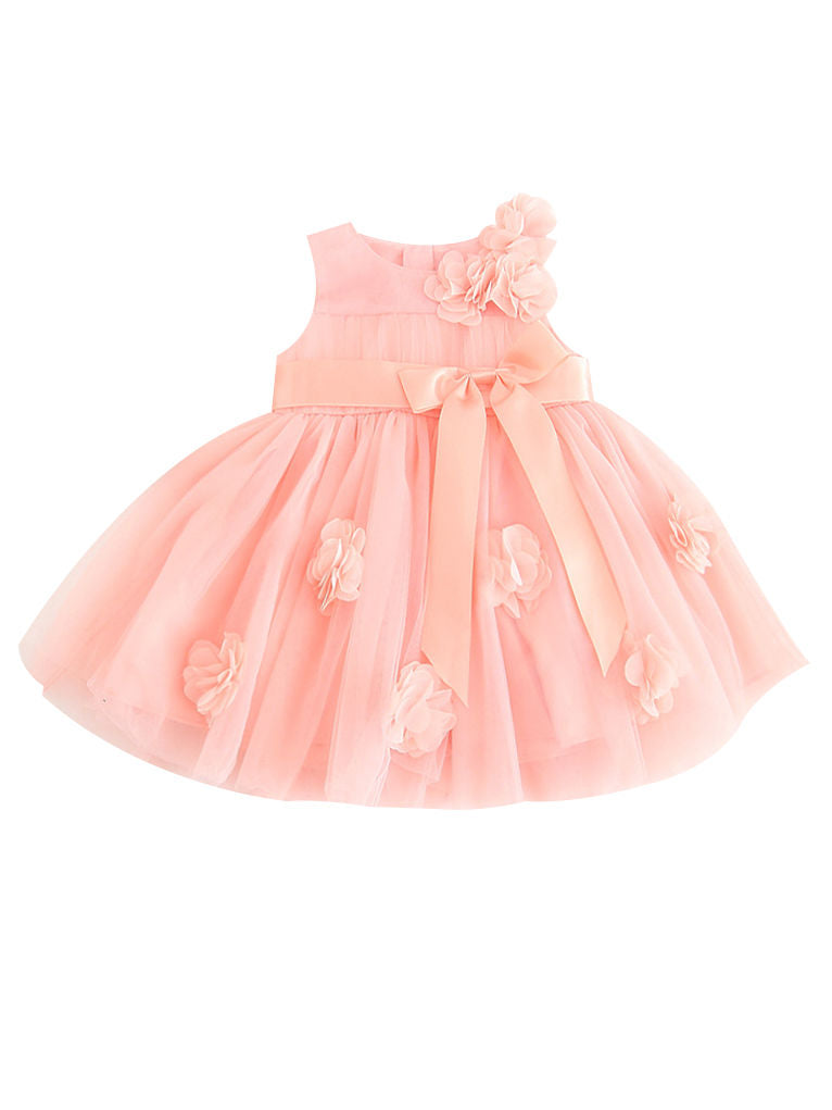 Baby Girl Flower Bow Dress-White