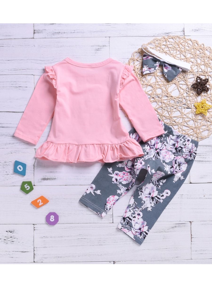 Baby Girl Long Sleeve Pink Tunic with Headband
