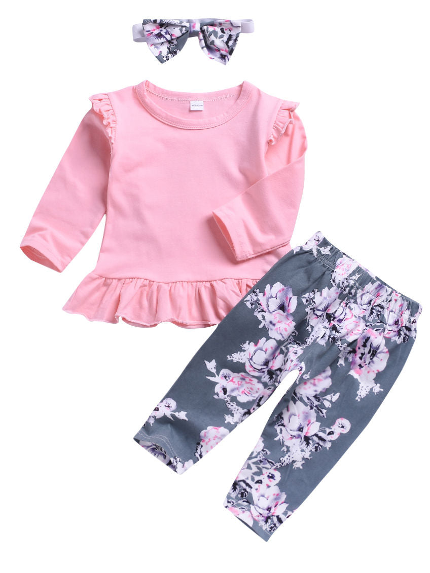 Baby Girl Long Sleeve Pink Tunic with Headband