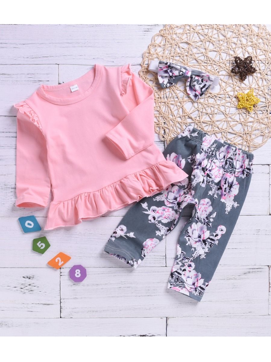 Baby Girl Long Sleeve Pink Tunic with Headband