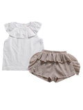 Baby Girl White Ruffle Top With Frilled Shorts