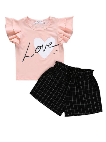 Girls Flutter Sleeve Top with Pant Set