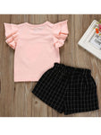 Girls Flutter Sleeve Top with Pant Set