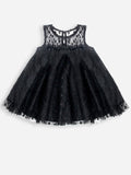Baby Little Girl Black Sleeveless Party Dress with Headband
