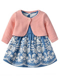 Toddler Baby Girl Denim Dress with Sweater