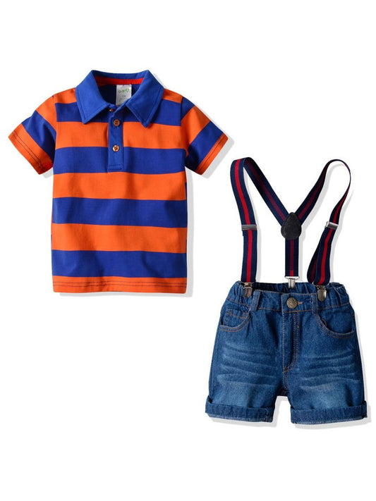 Toddler Boys Polo T-shirt with Short Jeans