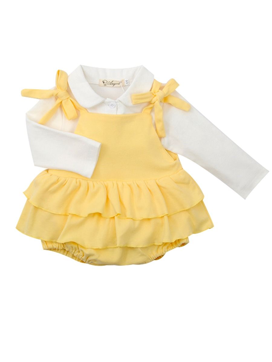 Baby Girl Collar White Pullover T-shirt