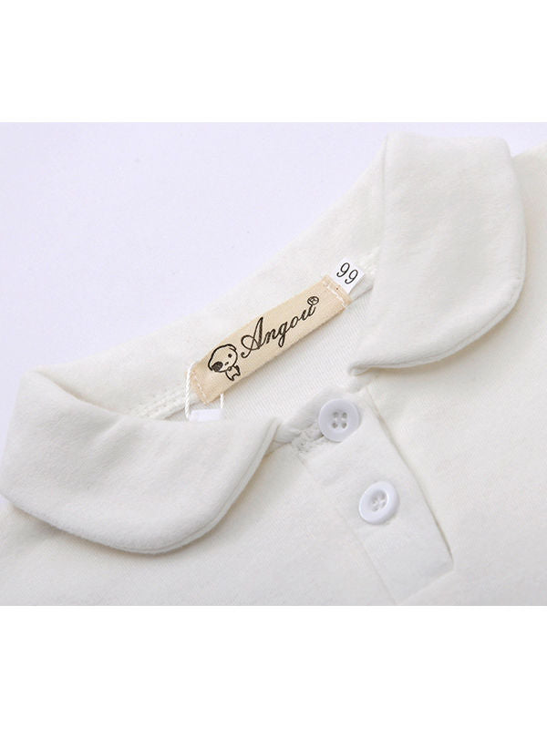 Baby Girl Collar White Pullover T-shirt