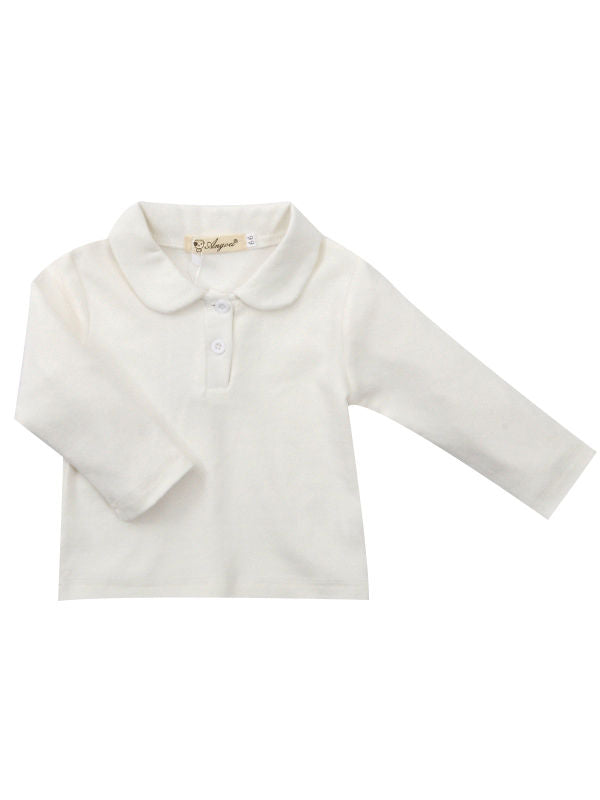 Baby Girl Collar White Pullover T-shirt