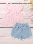 Little Baby Girl Pink Flower Tunic with Blue Shorts