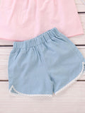 Little Baby Girl Pink Flower Tunic with Blue Shorts