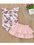 Baby Flutter Sleeve Bodysuit With Pink Skirt