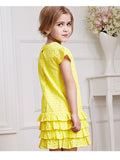 Toddler Little Girl Flower Layered Yellow Dress