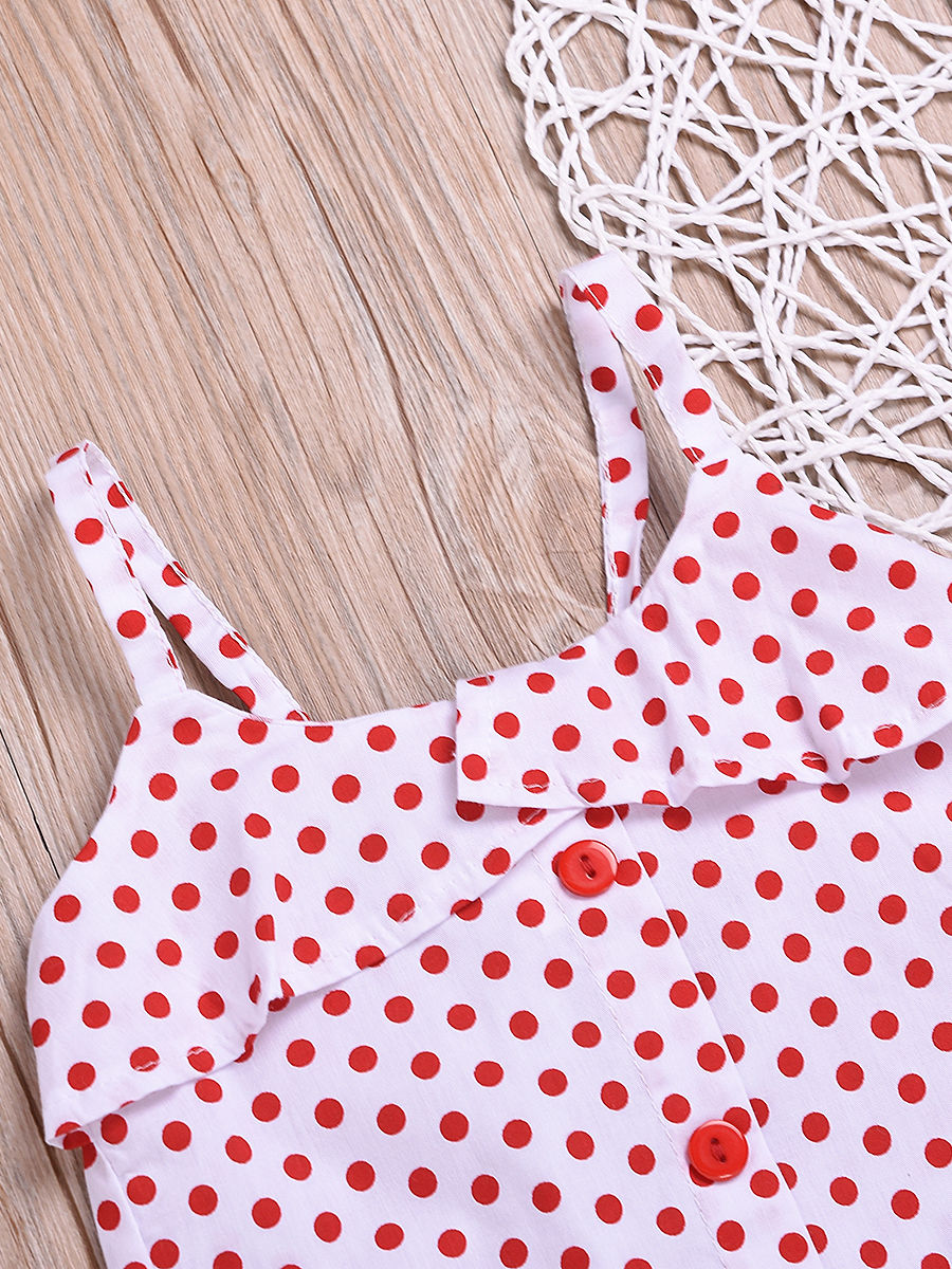 Baby Toddler Girl Red Polka Dots With Stripe Skirt