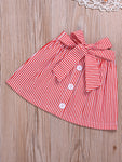 Baby Toddler Girl Red Polka Dots With Stripe Skirt