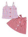 Baby Toddler Girl Red Polka Dots With Stripe Skirt