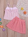 Baby Toddler Girl Red Polka Dots With Stripe Skirt