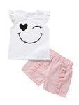 Baby Toddler Girl Smile T-shirt With Pink Shorts