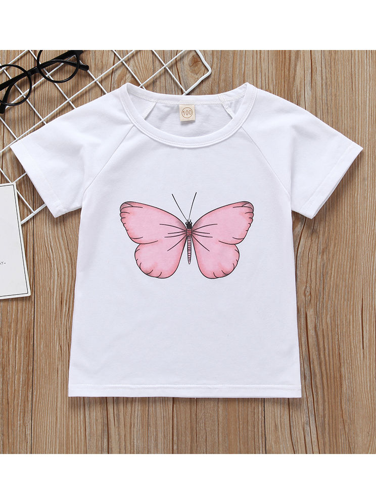 Baby Little Girl Butterfly T-shirt Matching Mesh 3D Butterfly Skirt
