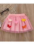 Baby Little Girl Butterfly T-shirt Matching Mesh 3D Butterfly Skirt
