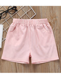 Baby Little Girl White Top with Pink Shorts Set