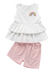 Baby Little Girl White Top with Pink Shorts Set