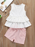 Baby Little Girl White Top with Pink Shorts Set