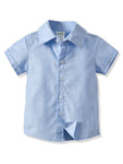 Baby Toddler Boys Blue Shirt Matching Bow Tie With Deep Blue Shorts