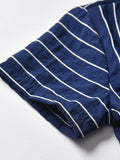 Boys Collar Stripe Matching Bow with Shorts