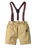 Little Boys Collar Stripe Matching Bow with Shorts