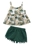 Baby Little Girl Leaf Print Top with Shorts