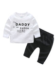 Baby  MY DADDY IS MY SUPER HERO White Pullover Trousers Set