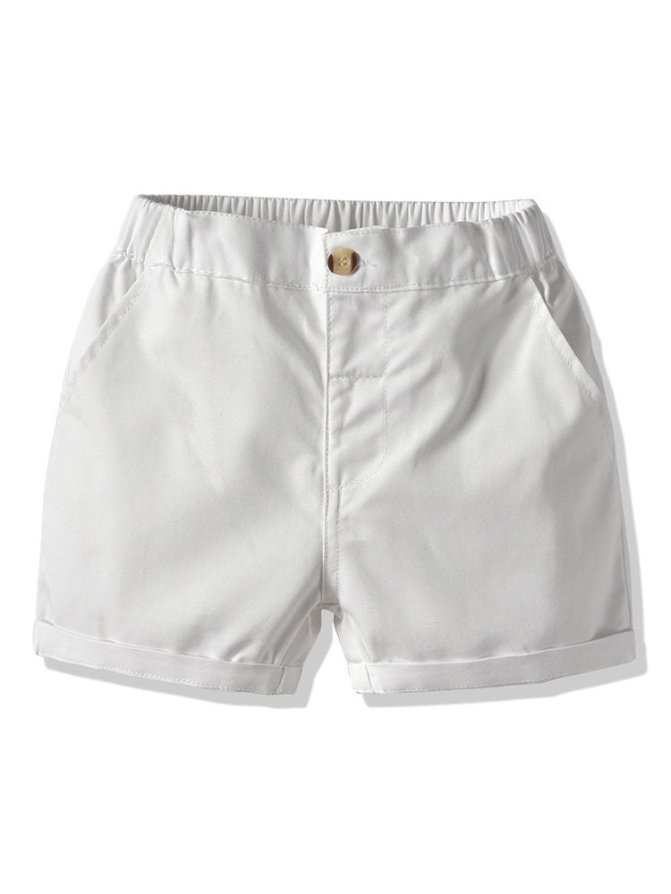 Boys Rainbow Color Collar Polo T-shirt With Shorts