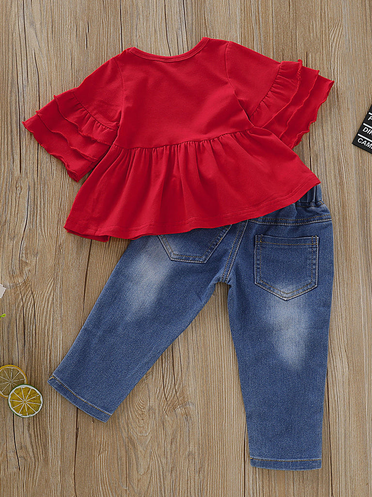 Toddler Baby Girls Cute Tunic Dress Top Stylish Ripped Jeans - Temu