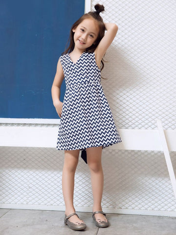 Baby Toddler Girl V Collar Bow Backless Dress