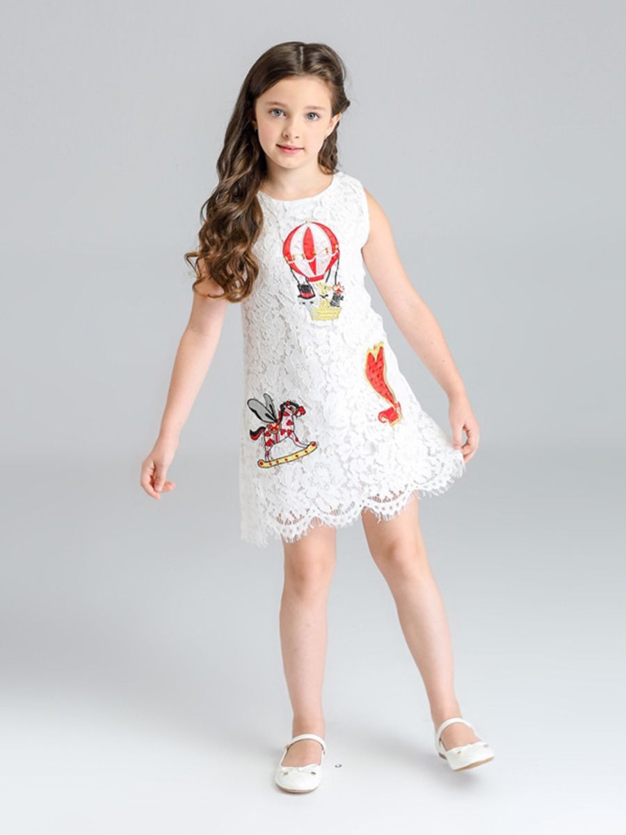 Toddler Girl White Lace Sleeveless Dress